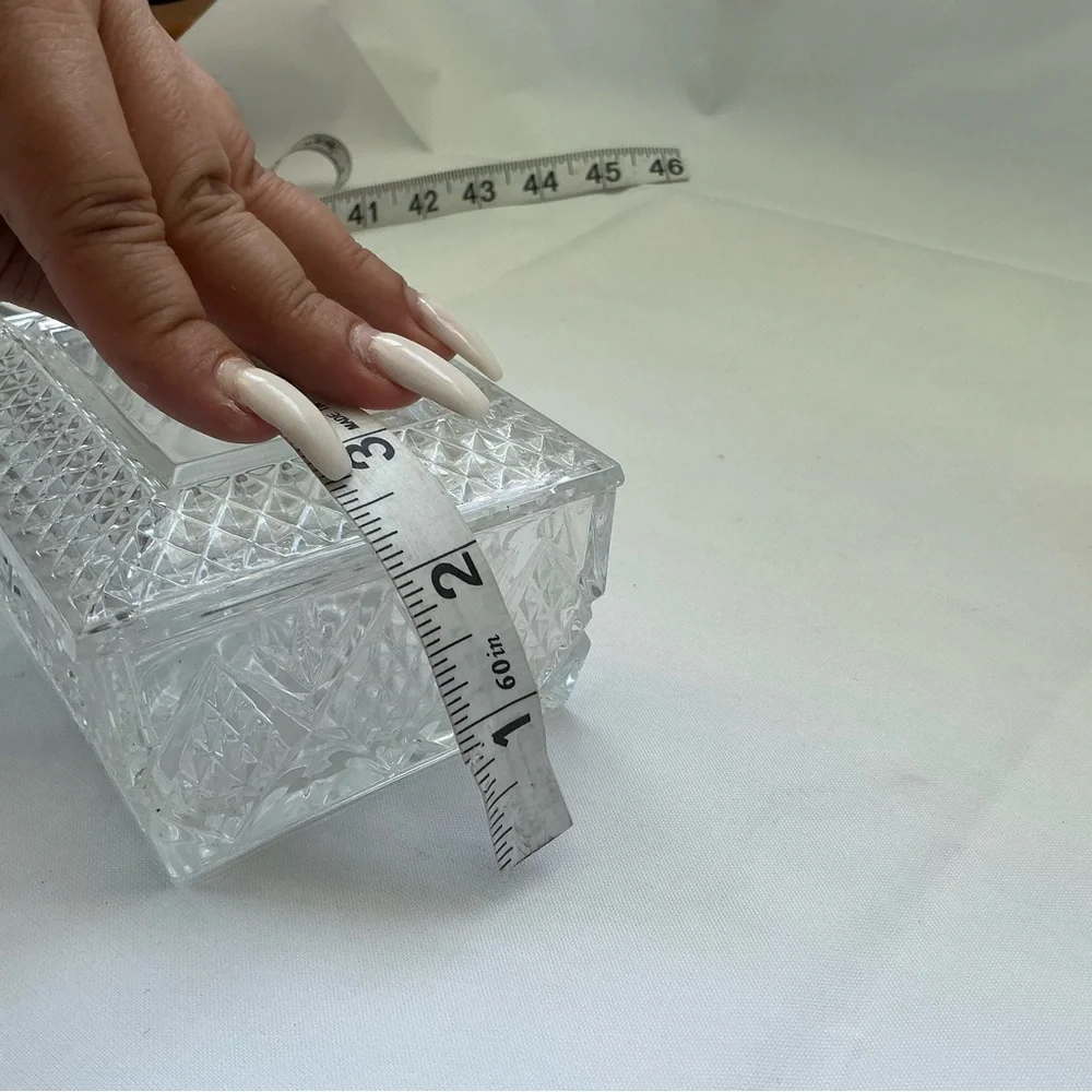 Vtg Idaho Grown Famous Potatoes Etched Crystal Lidded Trinket Box Advertising - Picture 5 of 11